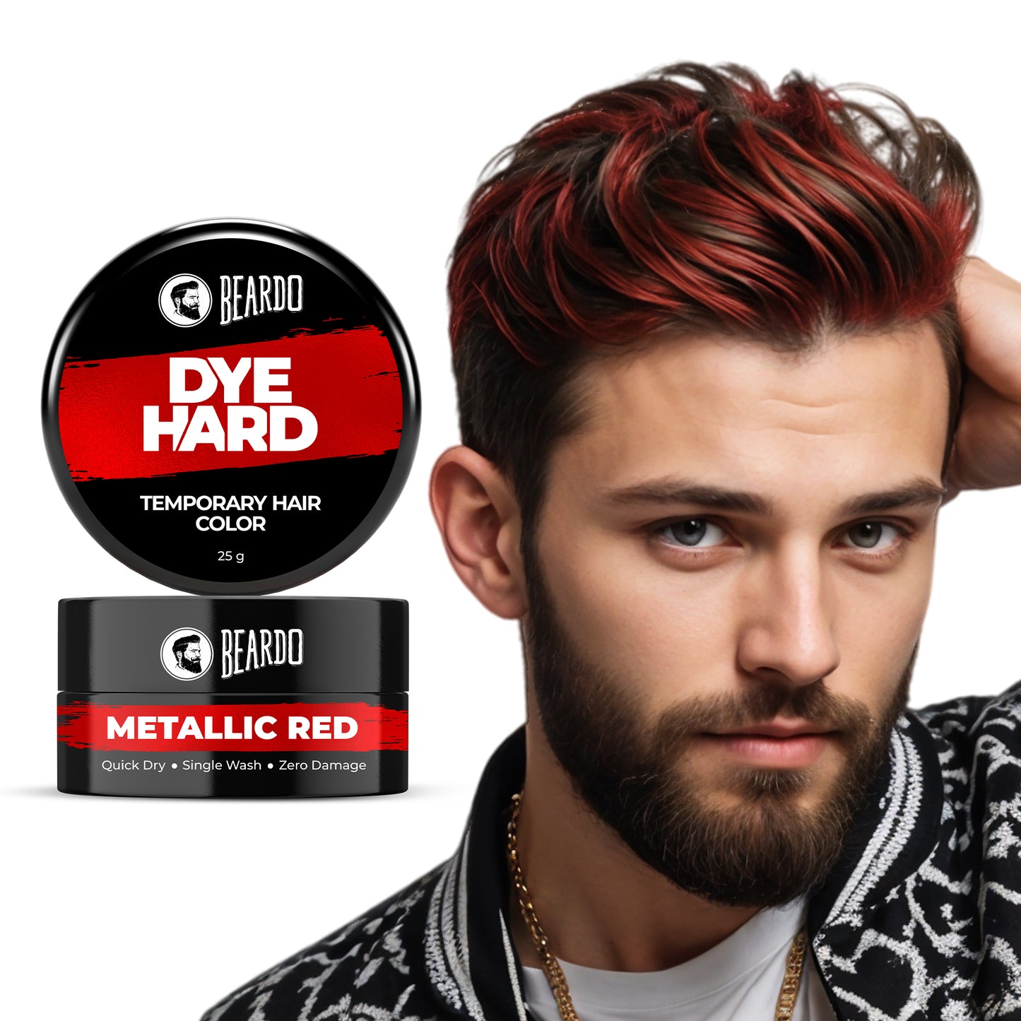 Beardo Dye Hard Temporary Hair Color Metallic Red