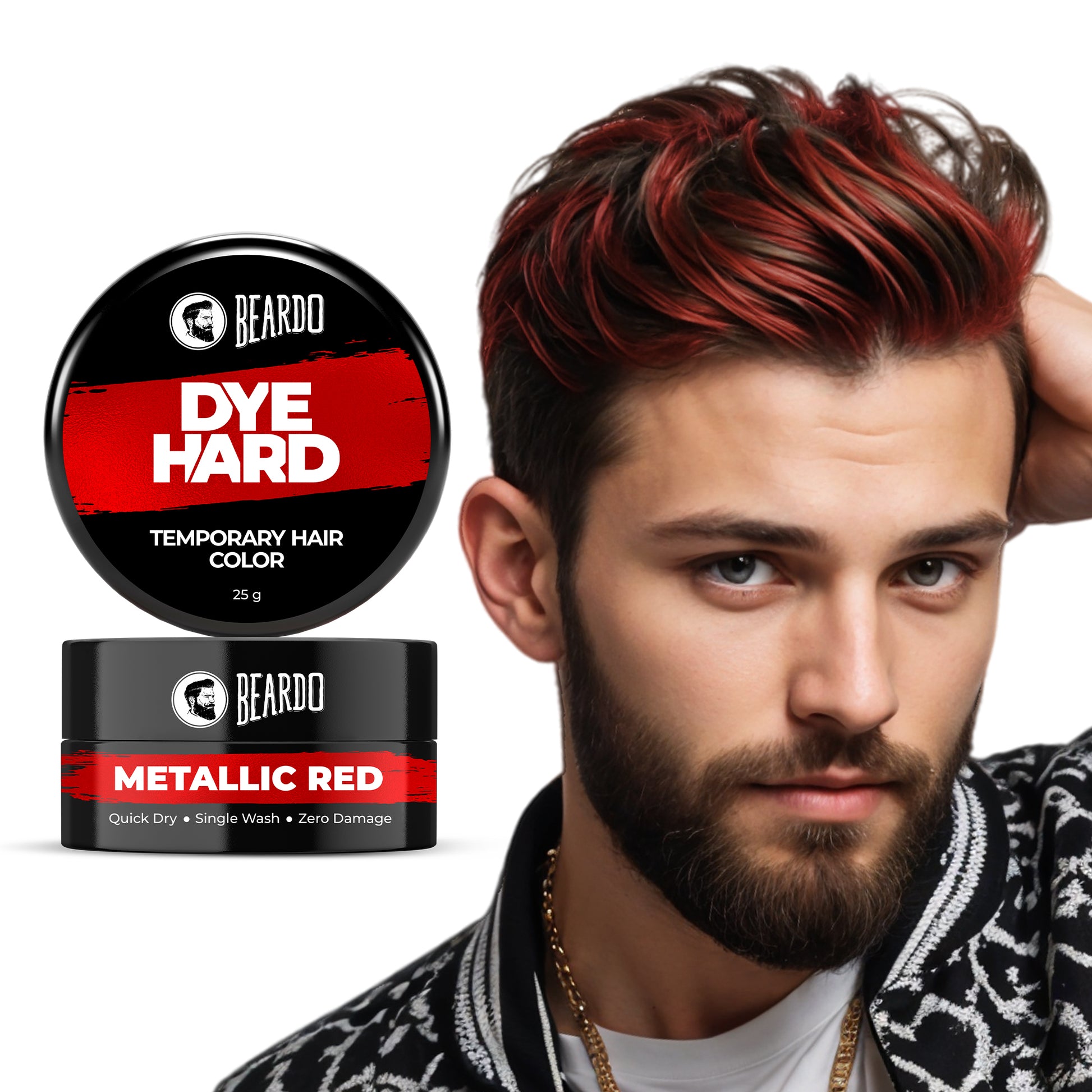 Beardo Dye Hard Temporary Hair Color Metallic Red