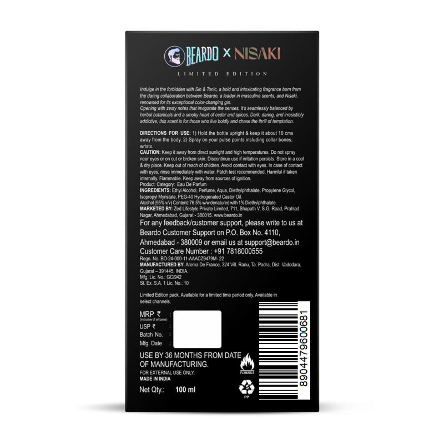 Beardo G&T Perfume EDP Intense (100ml)