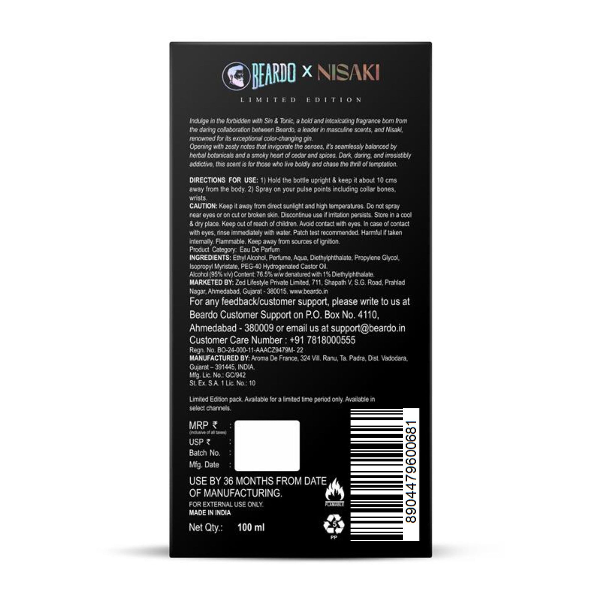 Beardo G&T Perfume EDP Intense (100ml)