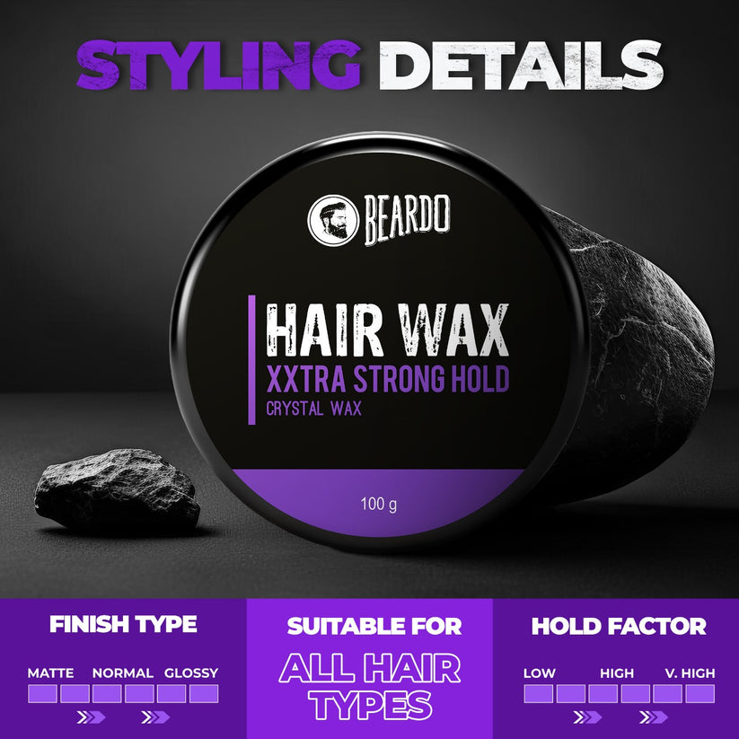 Beardo Hair Wax XXTRA STRONGHOLD Crystal Wax for Ultimate Styling