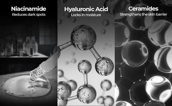 Powered by Hyaluronic acid, Niacinamide & Ceramides