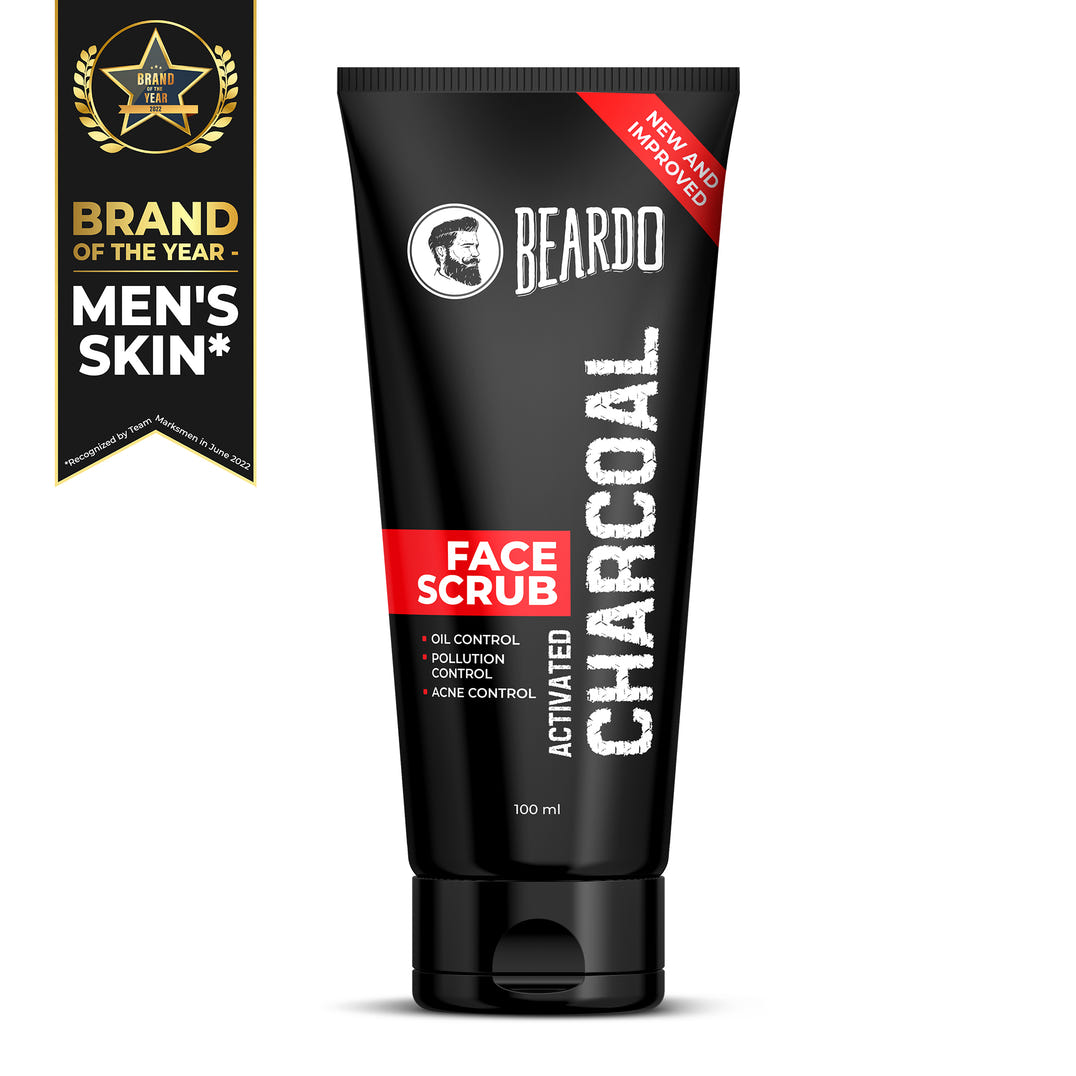 Beardo charcoal face scrub, beardo face scrub, face scrub for men, activated charcoal scrub, exfoliation