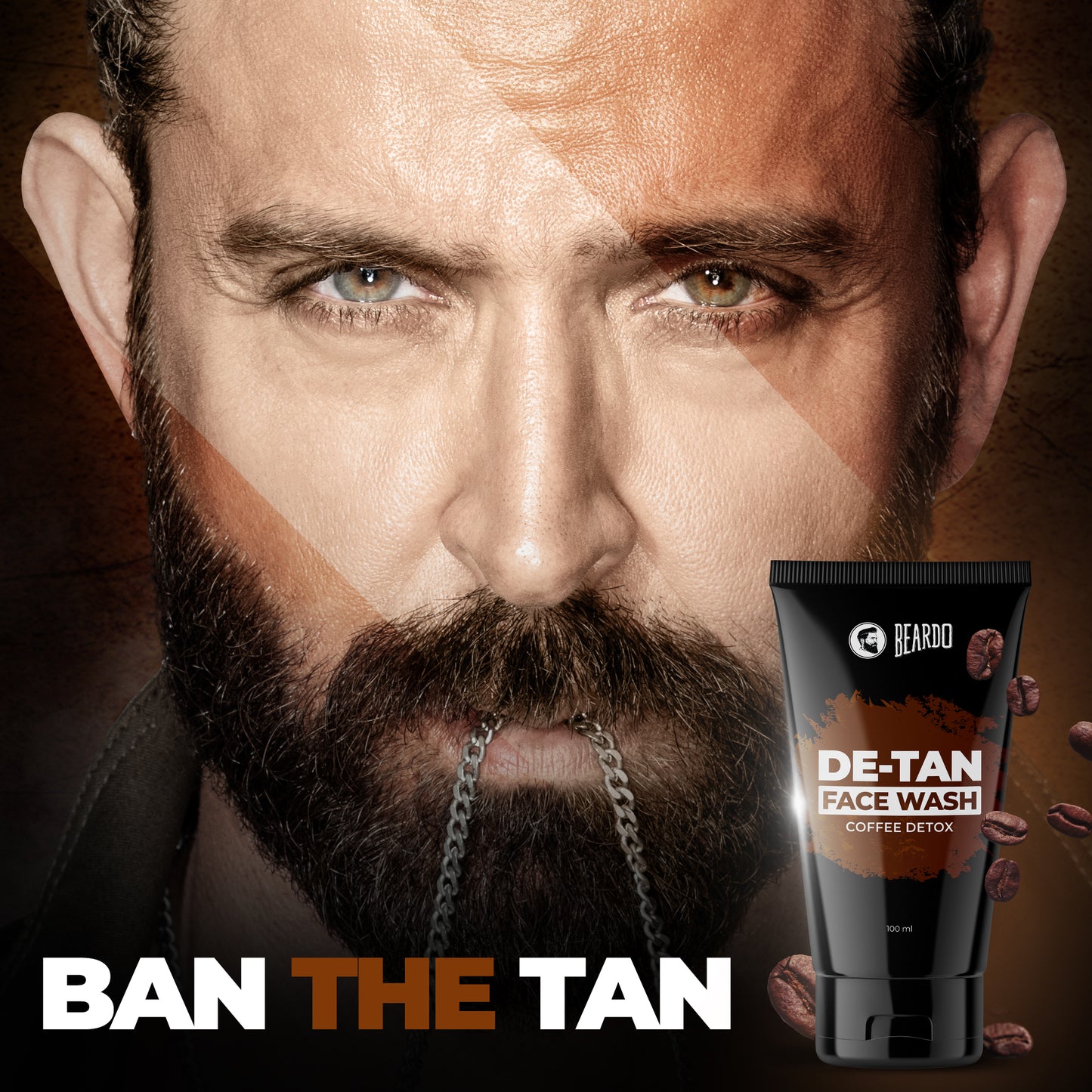 100ml, best face whitening face wash for men's oily skin, beardo coffee face wash, beardo de tan face wash review
