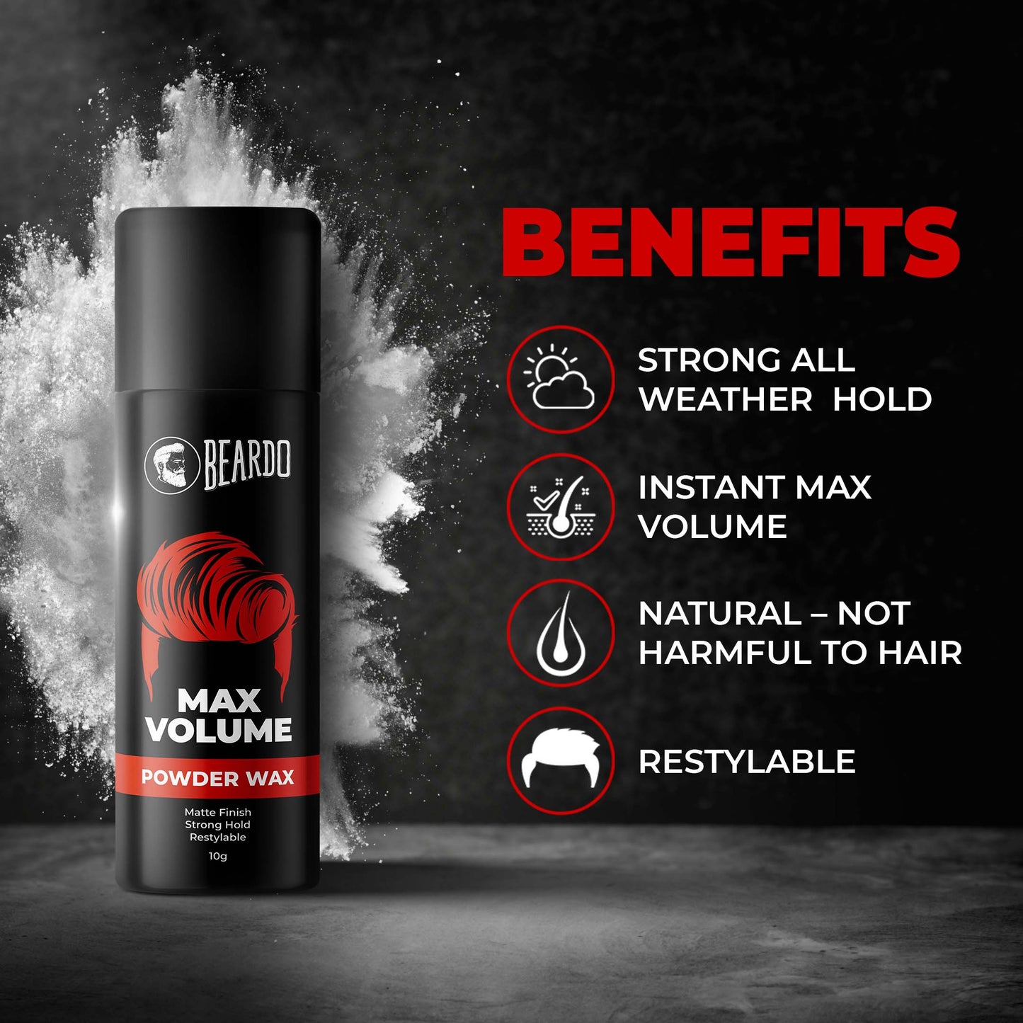 strong hold, natural, not harmful to hair, no damage, max volume