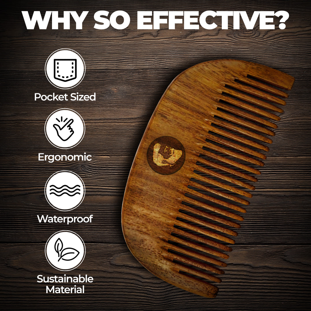 Beardo Compact Sheesham Beard Comb – formula and texture close-up