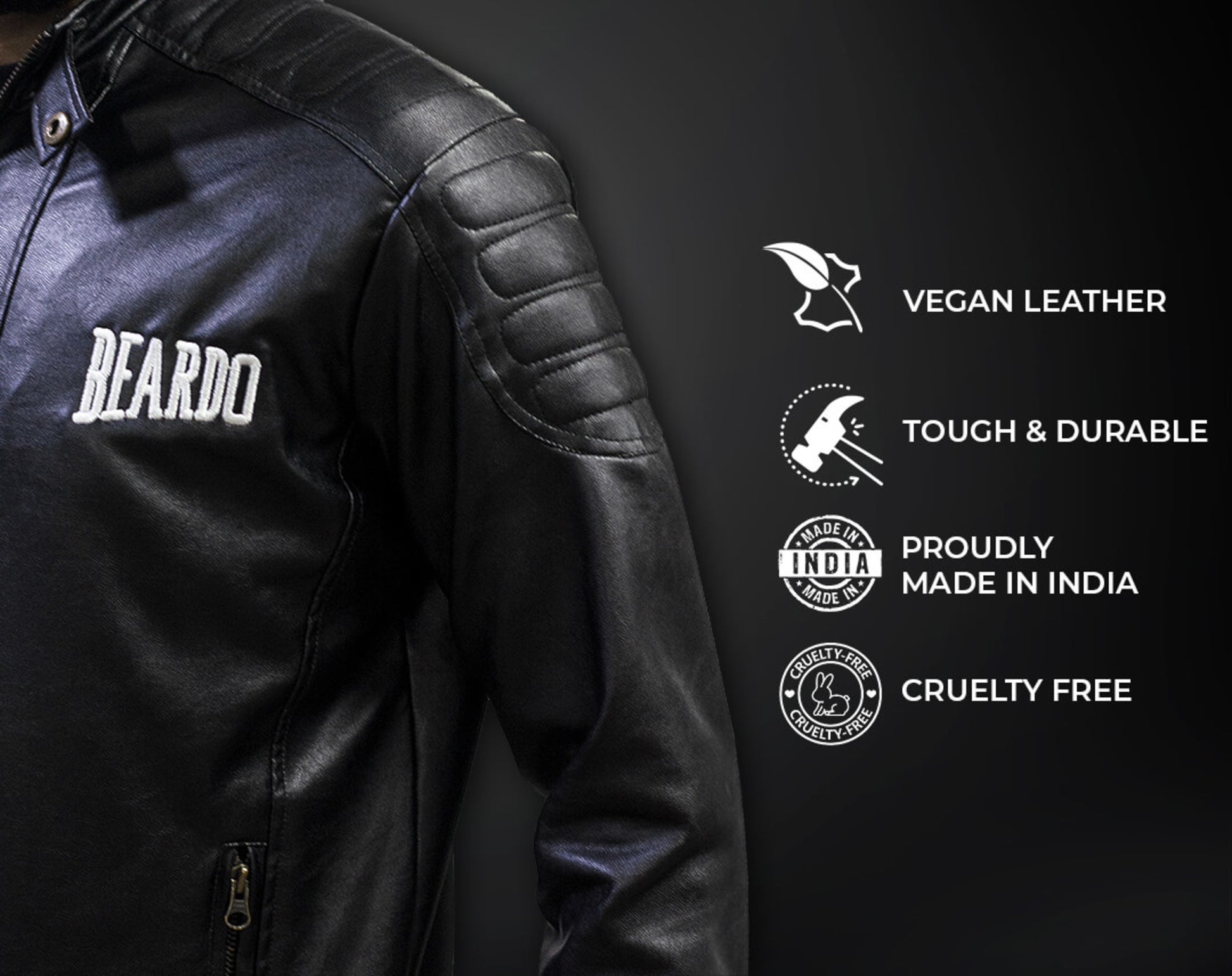 Beardo Vegan Leather Jacket (Black)
