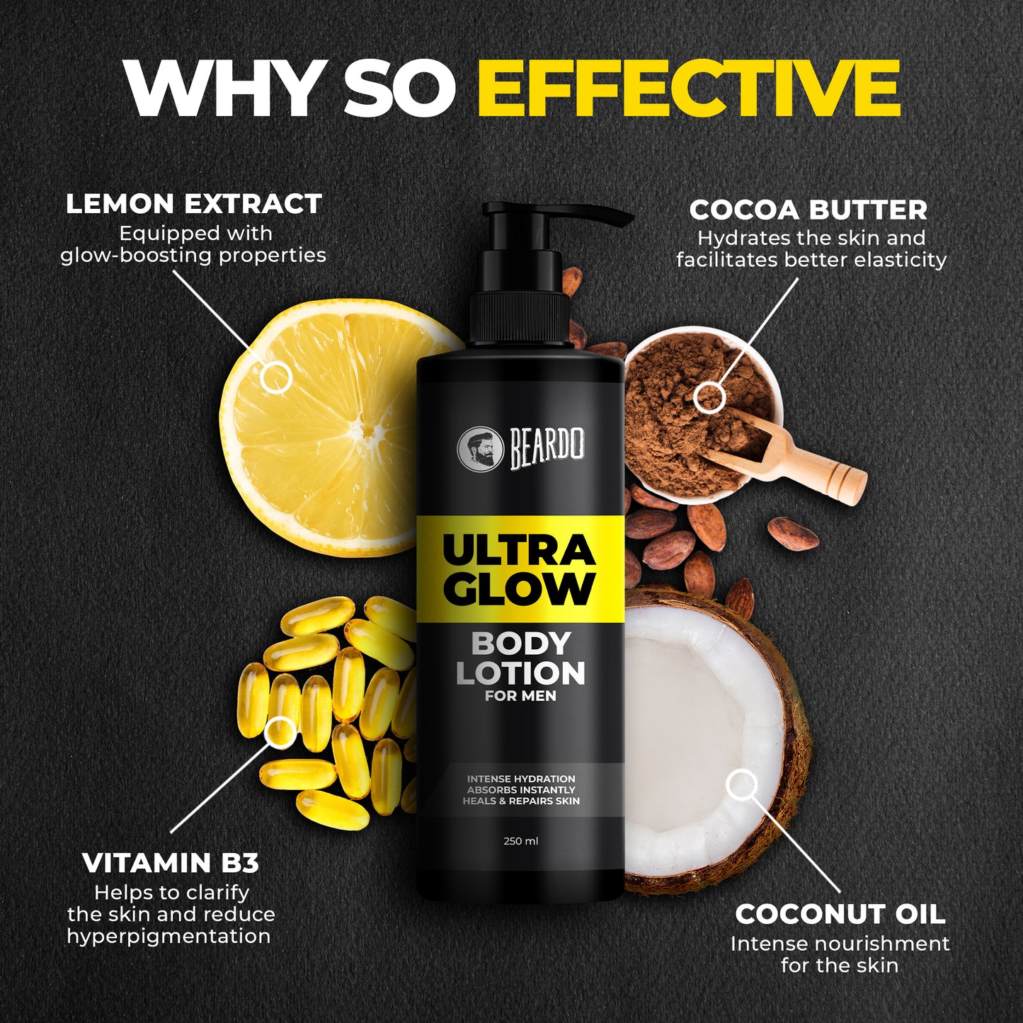 lemon extract, cocoa butter, coconut oil, Vitamin B3