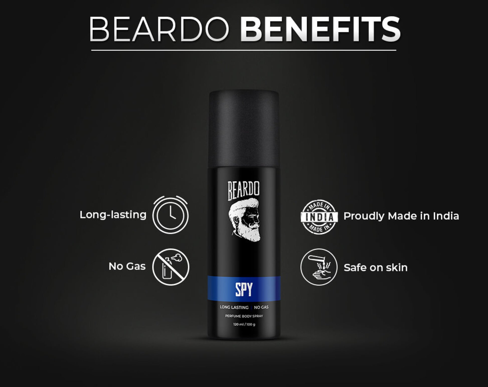 Beardo Spy Perfume Body Spray 120ml (Pack of 2)