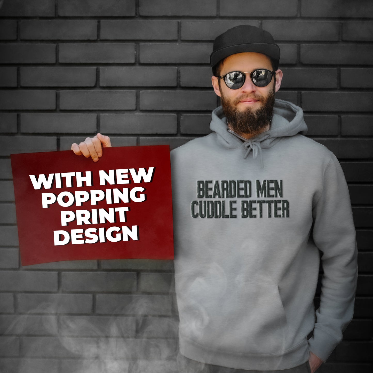 Beardo Bearded Men Cuddle Better Hoodie (Grey)