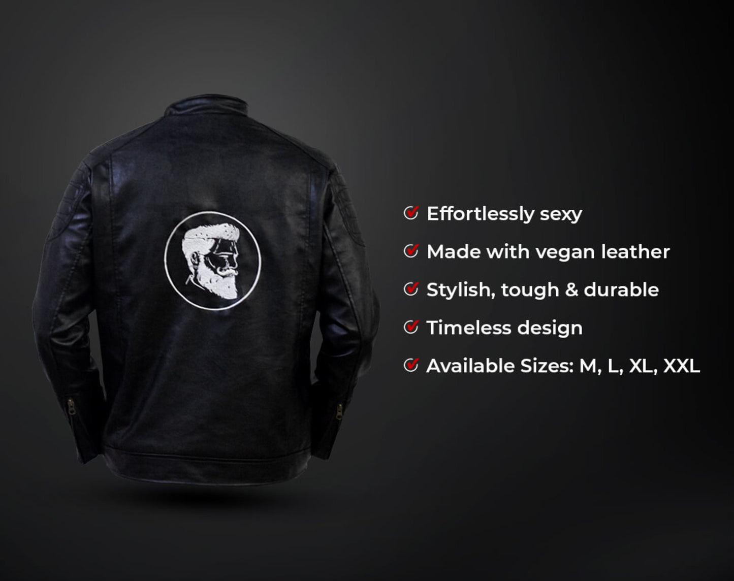 Beardo Vegan Leather Jacket (Black)
