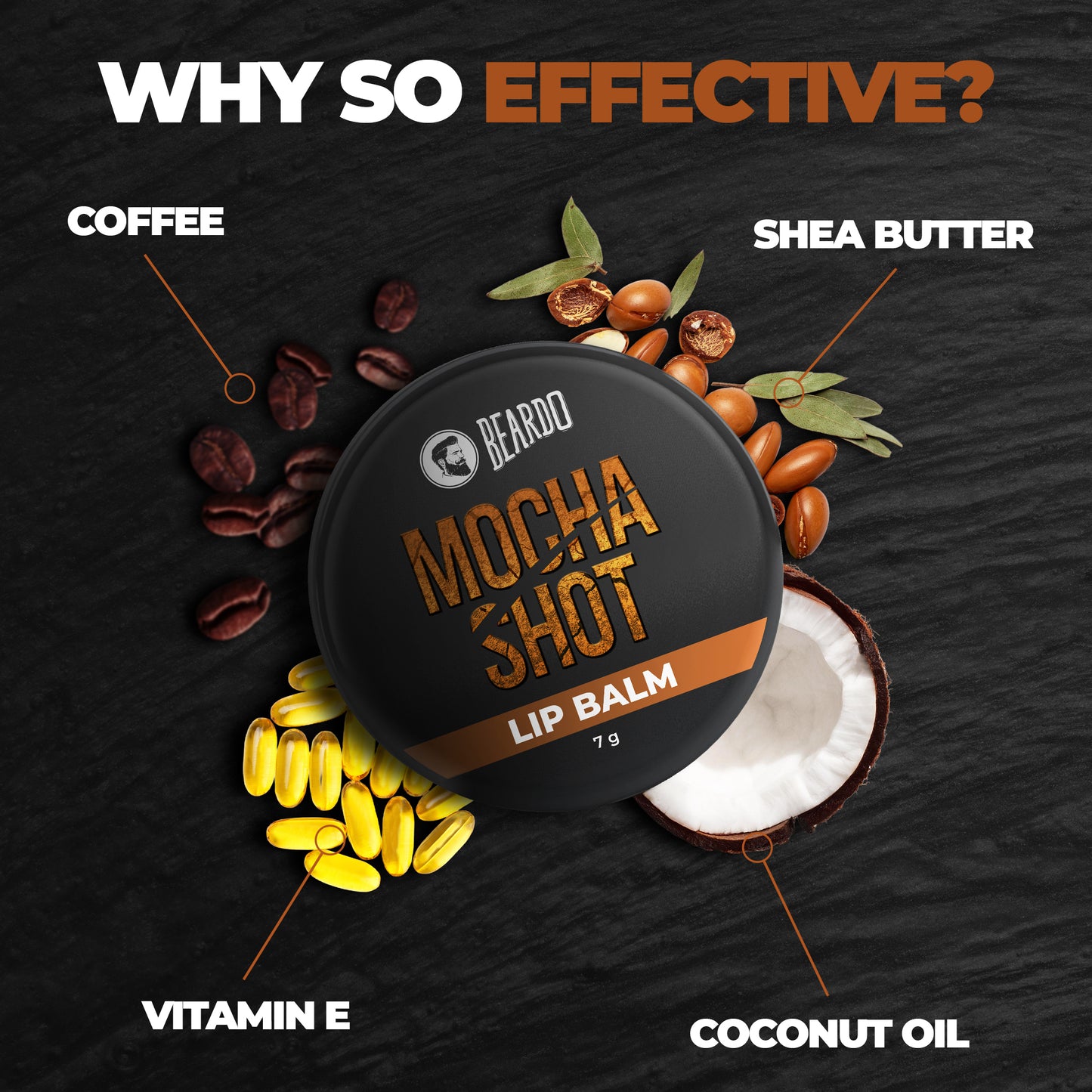 vitamin E, Shea butter, coconut oil, coffee