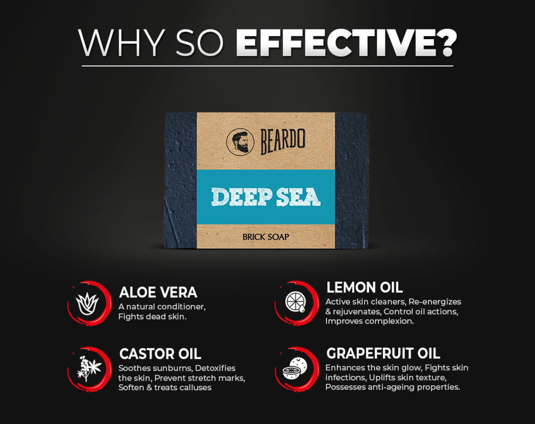 Beardo Deep Sea Brick Soap (125g) – formula and texture close-up