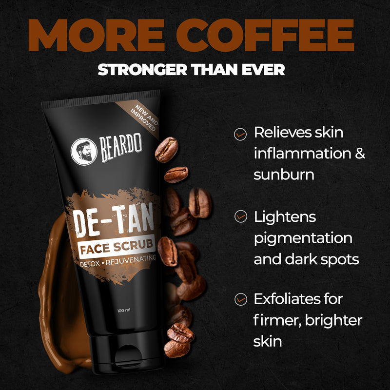 de tan face scrub, exfoliation, dark spots men, pigmentation