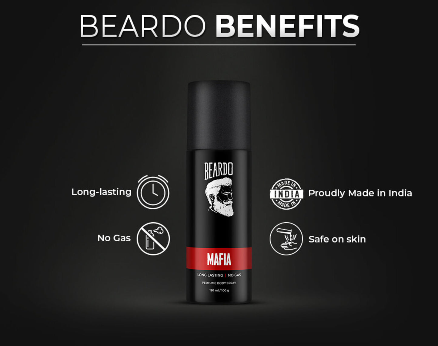  long lasting body spray for men, top body spray for men, beardo mafia perfume, safe on skin, no gas, made in india