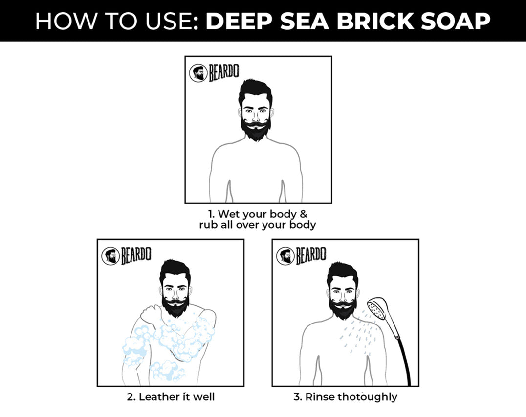 Beardo Deep Sea Brick Soap (125g) – how to use