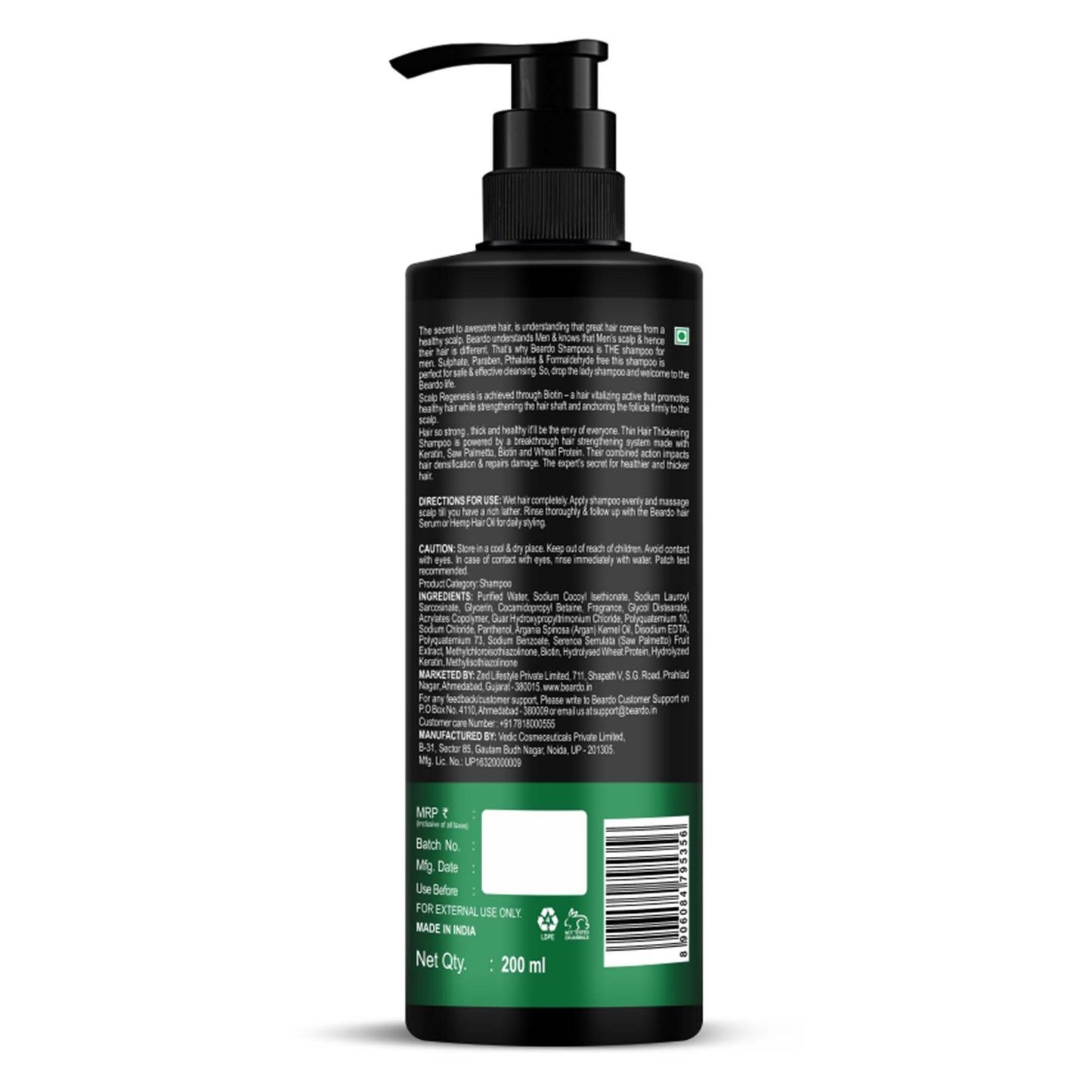 Beardo Hair Thickening Sulphate Free Shampoo