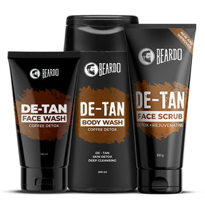 de tan beardo, beardo de tan scrub, beardo de tan body wash, de tan kit,  beardo de tan kit, tan removal kit, best de tan kit, d tan kit price, beardo ban the tan combo, beardo de tan combo for men