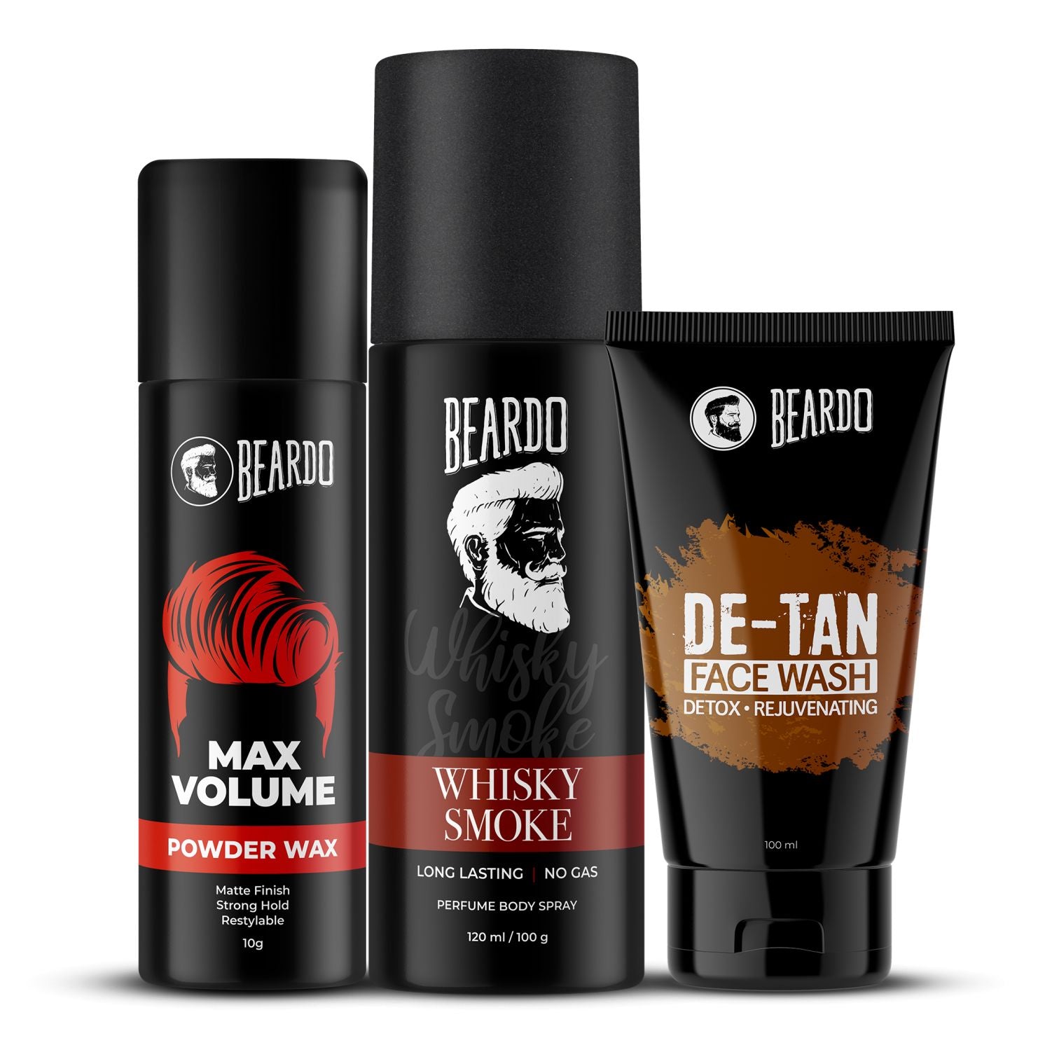beardo combo kit, beardo max volume powder wax, beardo de tan facewash for men, beardo tan removal face wash
