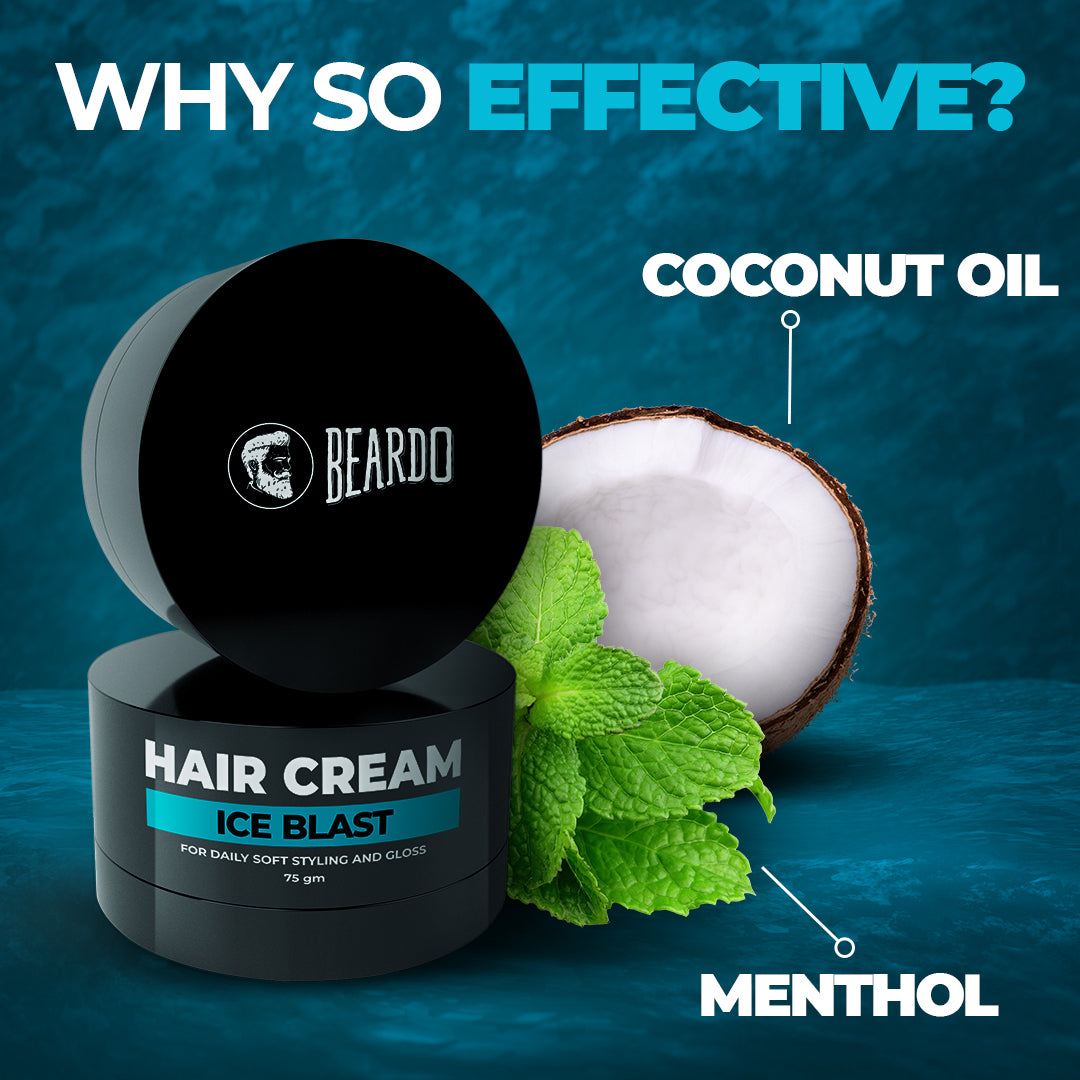 coconut oil, menthol, hair cream for men, daily hair cream