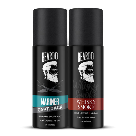 body spray set for men, body spray for men, beardo captain jack, beardo whisky smoke bodt spray, long lasting perfume spray, body spray combo