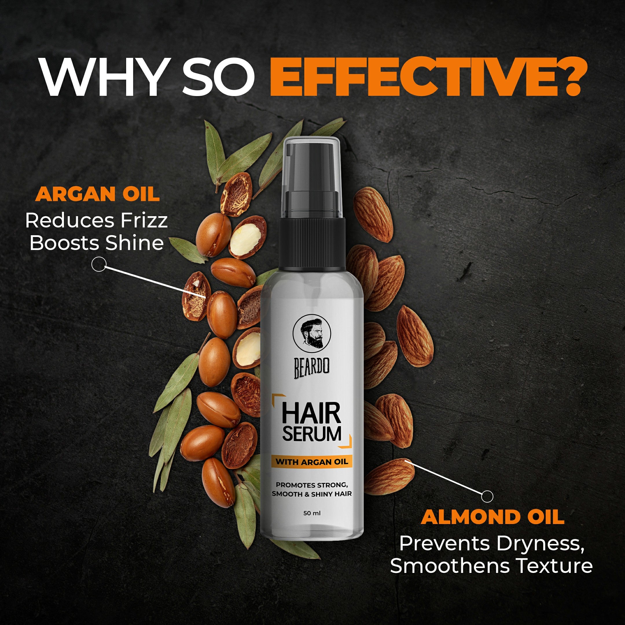 Buy Beardo Hair Serum  Serum for men  Serum for hair smoothing  Argan  Oil  Almond Oil  Adds Shine  Daily use For All Hair Types  Frizz free