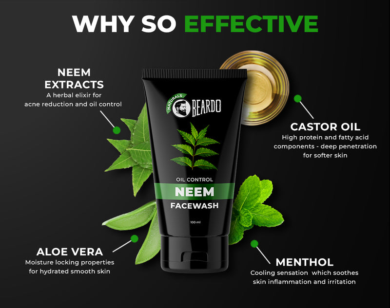 castor oil, menthol, aloe vera, neem extracts