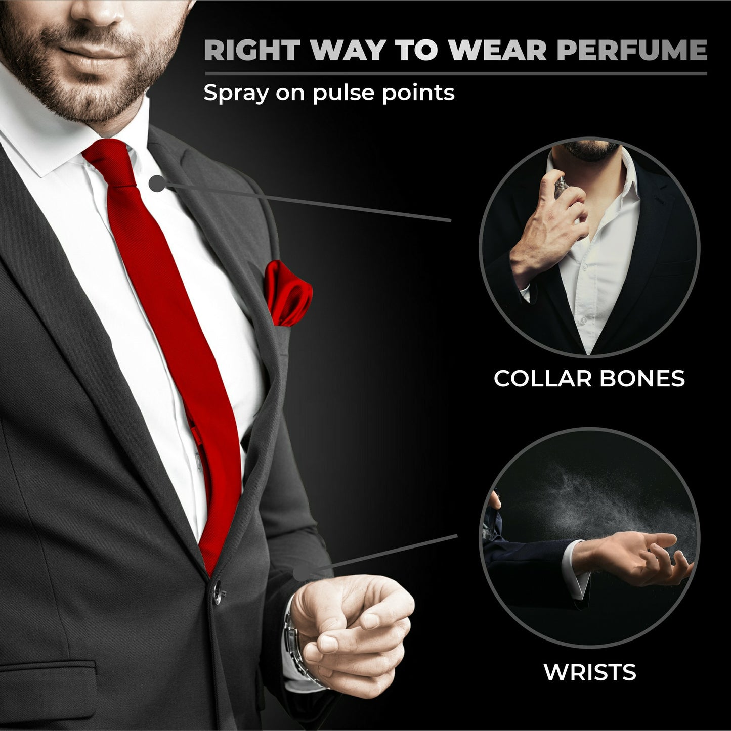 right way to wear perfume, spray on pulse points, collar bones, wrists
