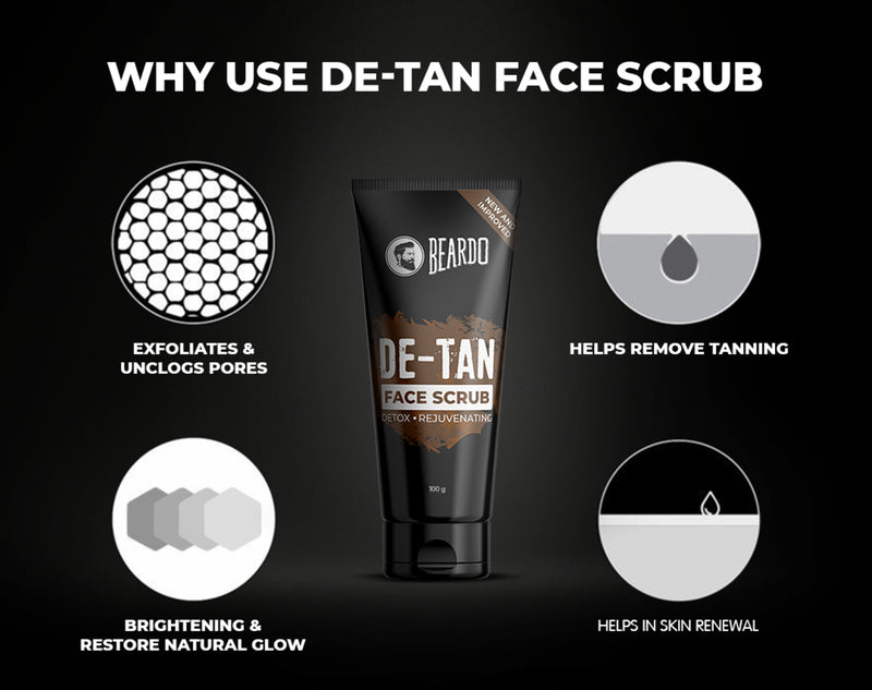 de tan face scrub benefits